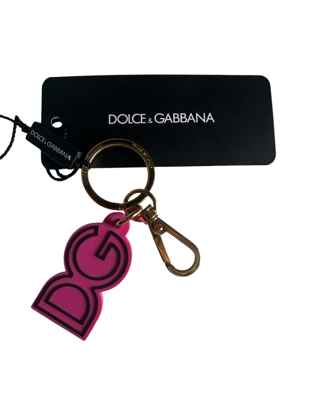 Dolce & Gabbana Pink DG Logo Rubber Keychain Bag Charm NWT